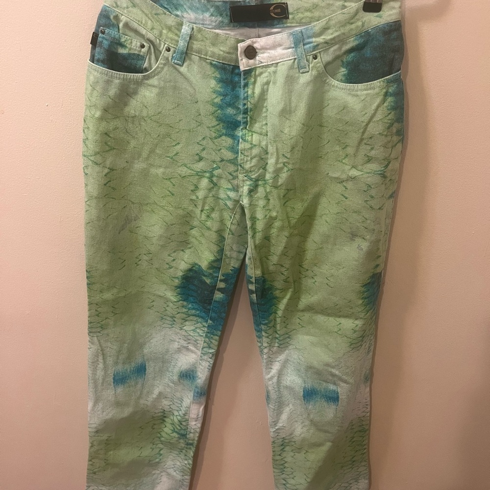 Just Cavalli Tie-Dye Green and Blue Jeans